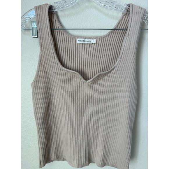 Avec Les Filles Luxe Body Knit Sweater Tank Top Size Large - Picture 5 of 5